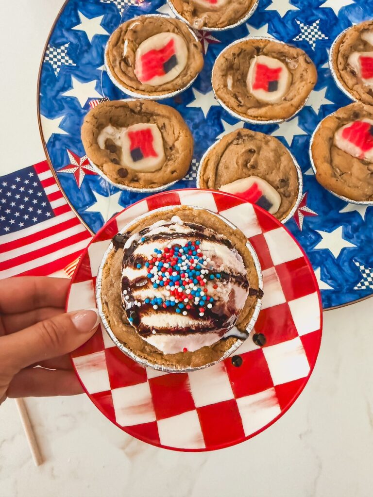 mini smores skillet cookies with patriotic american flag cookie for summer