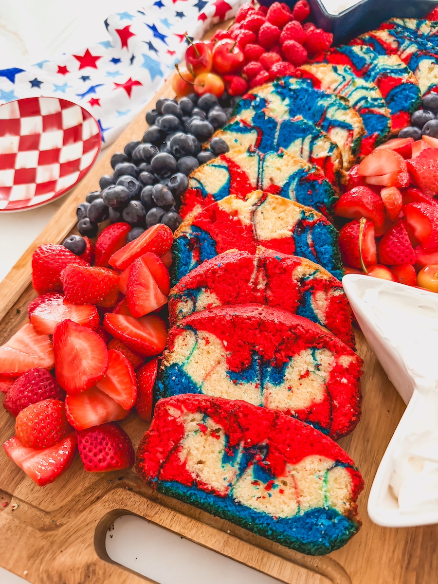 Red, White, and Blue Swirl Pound Cake