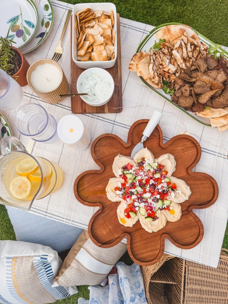 hummus platter close up on table