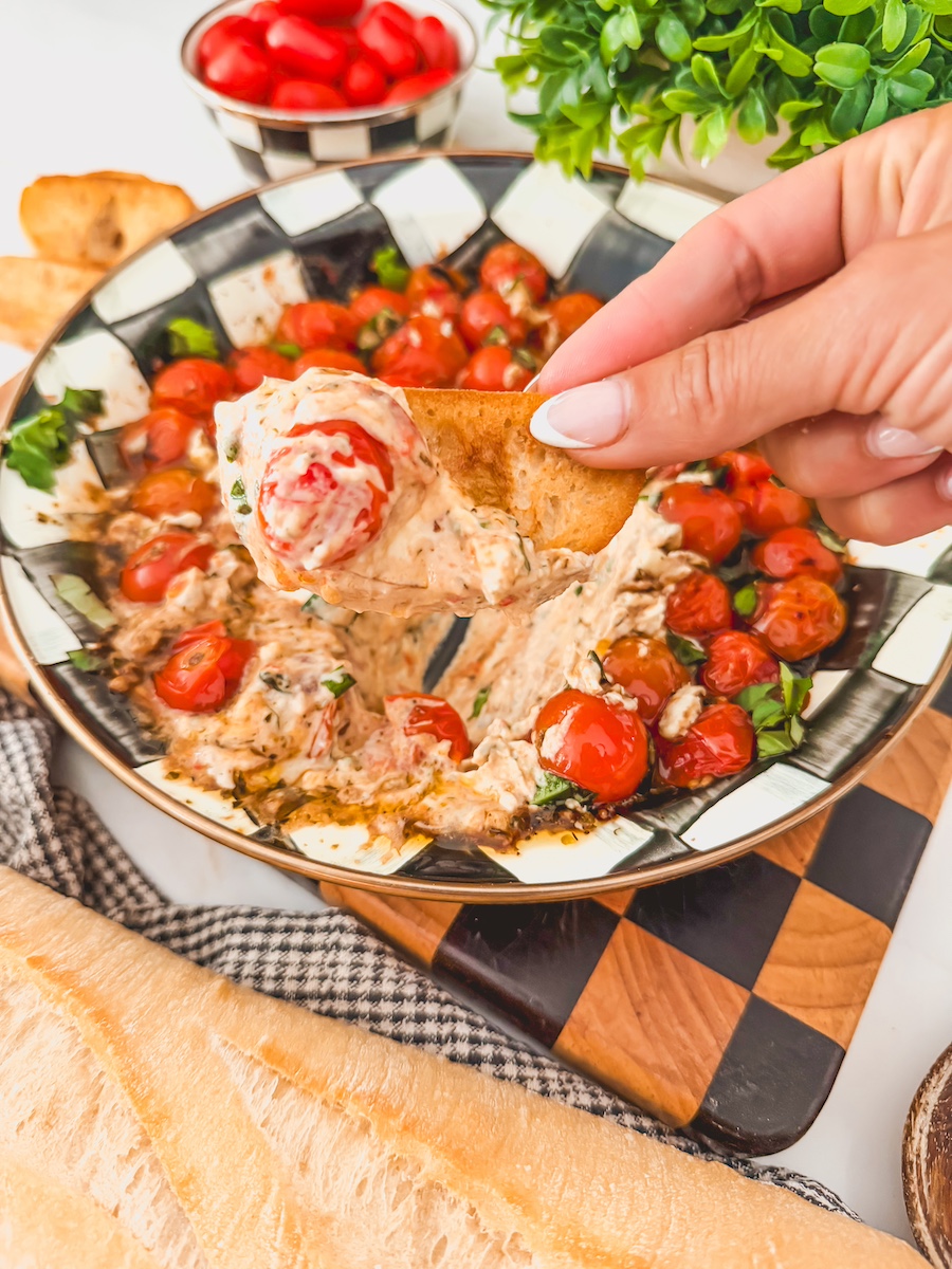 boursin easy appetizer with tomatoes , balsamic, and basil