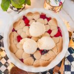 berry pie with sugar cookies and frozen berries topped with icecream
