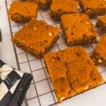 pumpkin blondies on a rack