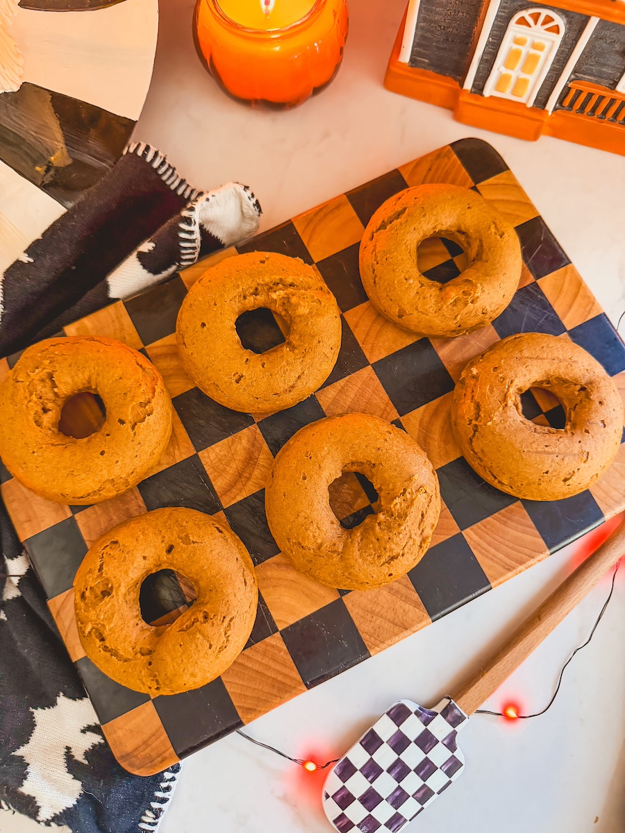 cooked donuts of wood tray