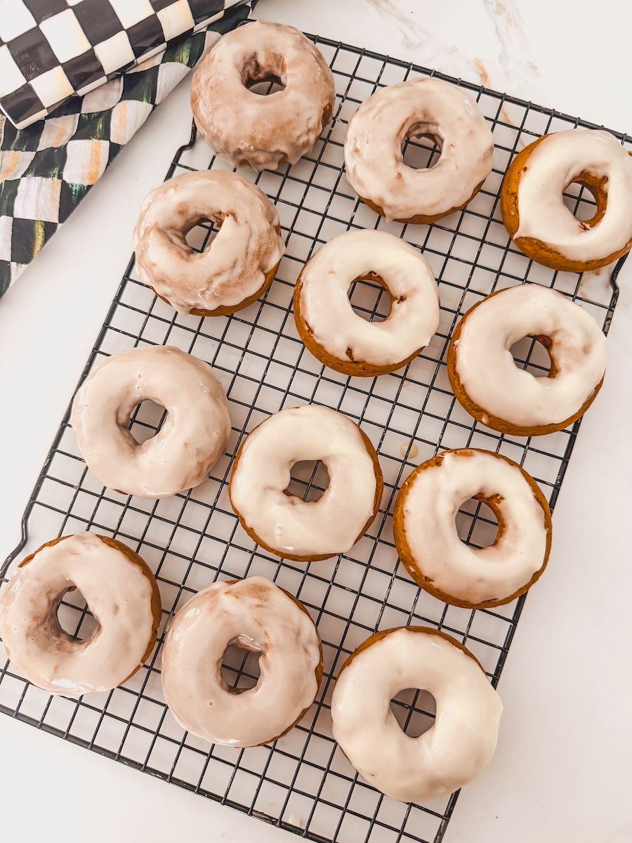 layer of cream cheese frosting on donut