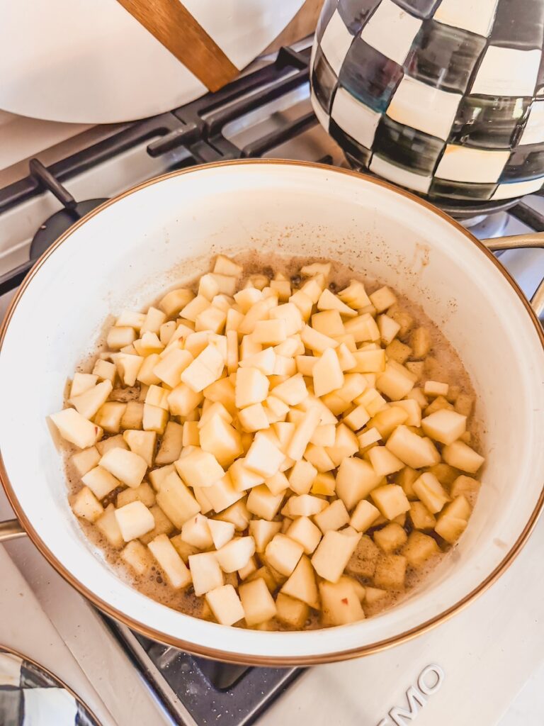apples in sauce pan with butter