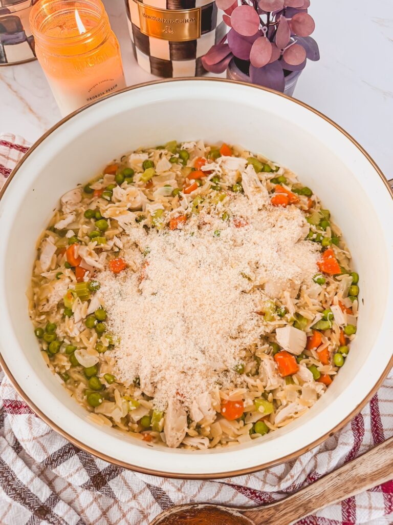 add Parmesan to one pot orzo 