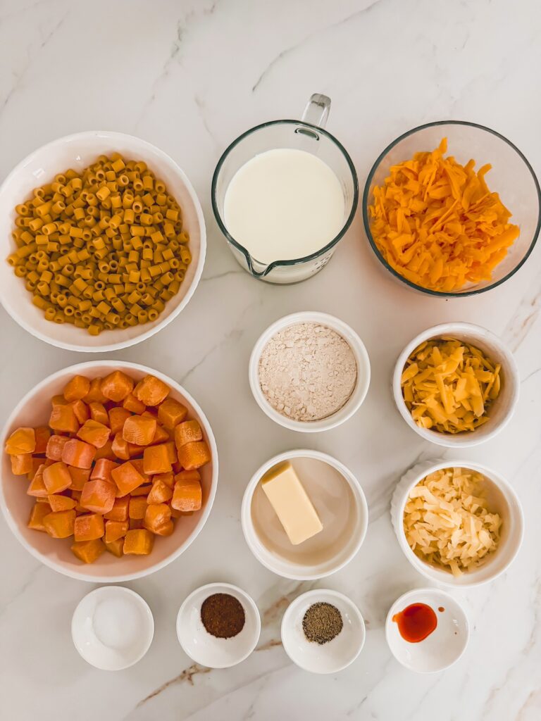 mac and cheese ingredients on counter