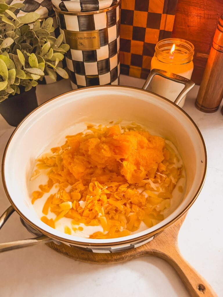 butternut squash added to pot
