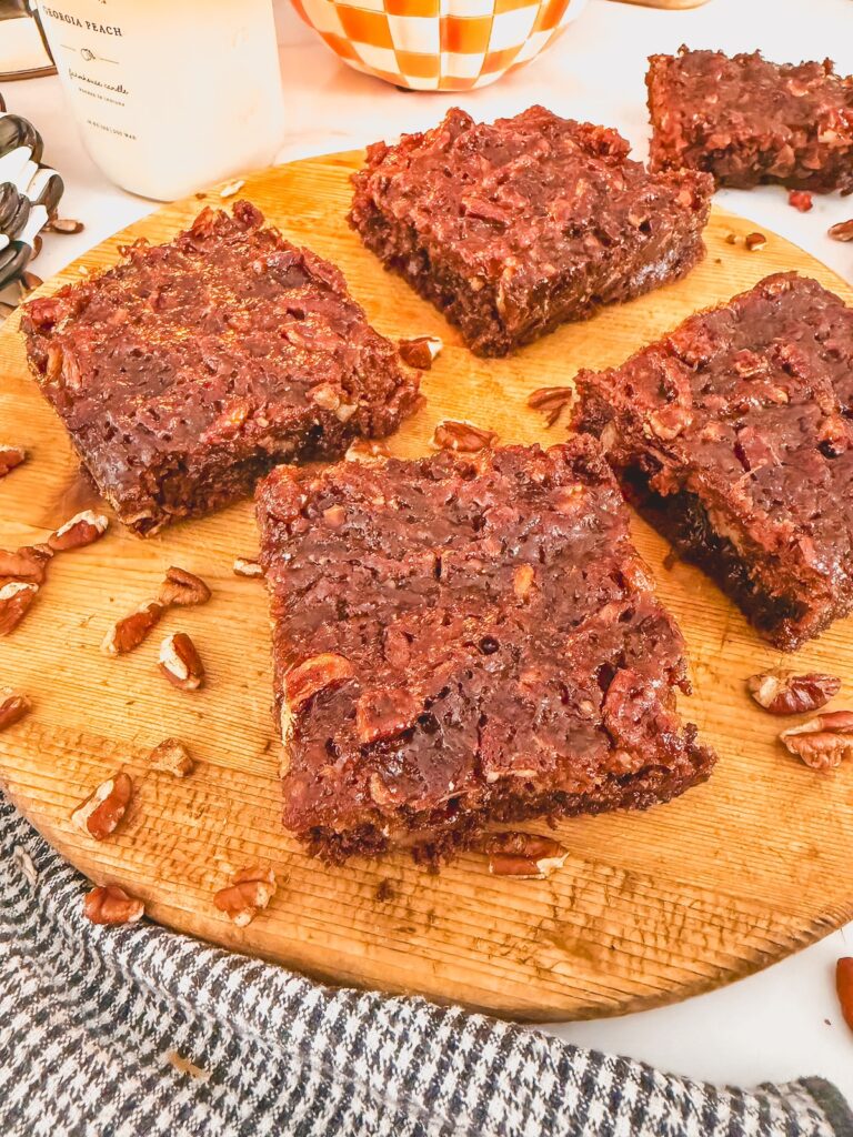 brownies on a wooden board