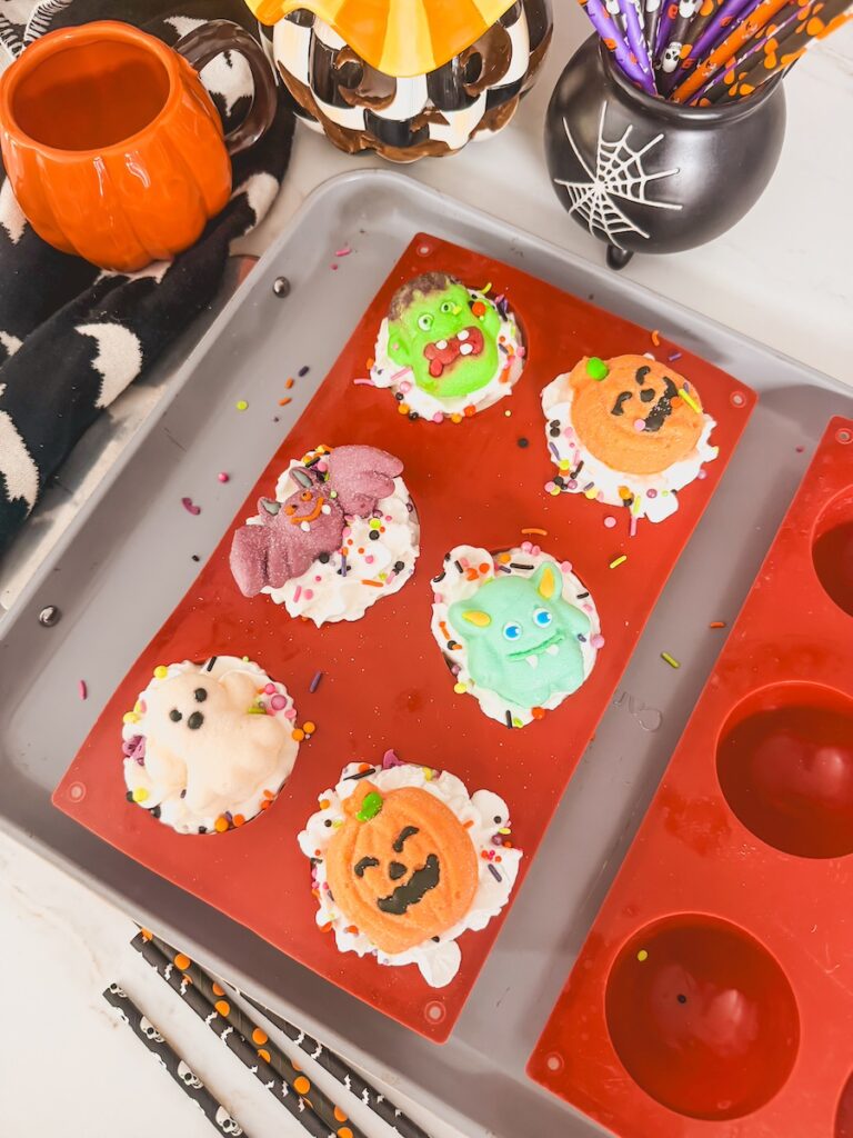 halloween marshmallows on whipped cream
