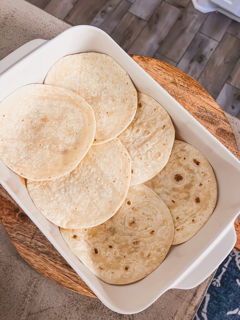 tortillas in baking dish