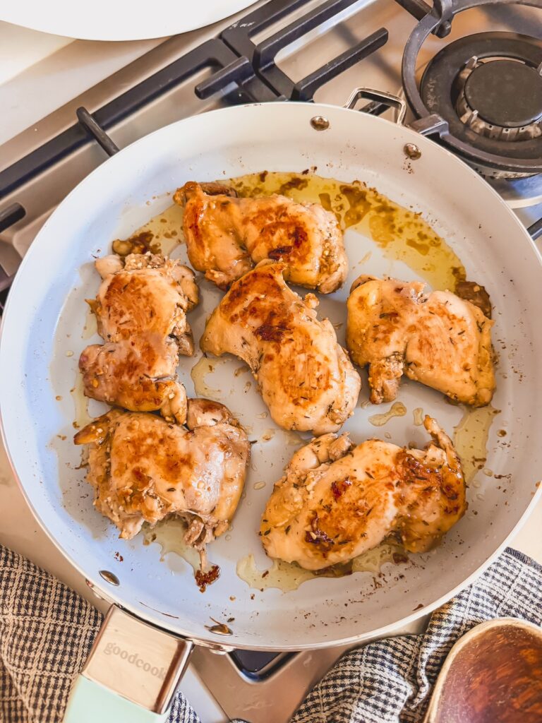chicken thighs in skillet