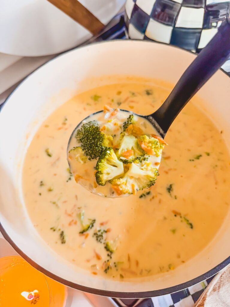 spoon full of broccoli cheddar soup