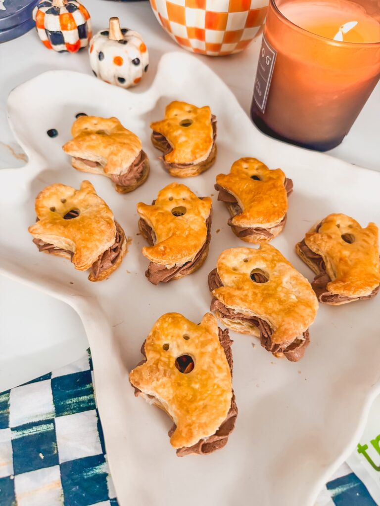 ghost pastries filled with chocolate whipped cream