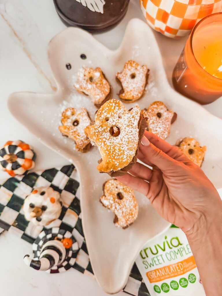 Easy Ghost Puff Pastries with Chocolate Whipped Cream